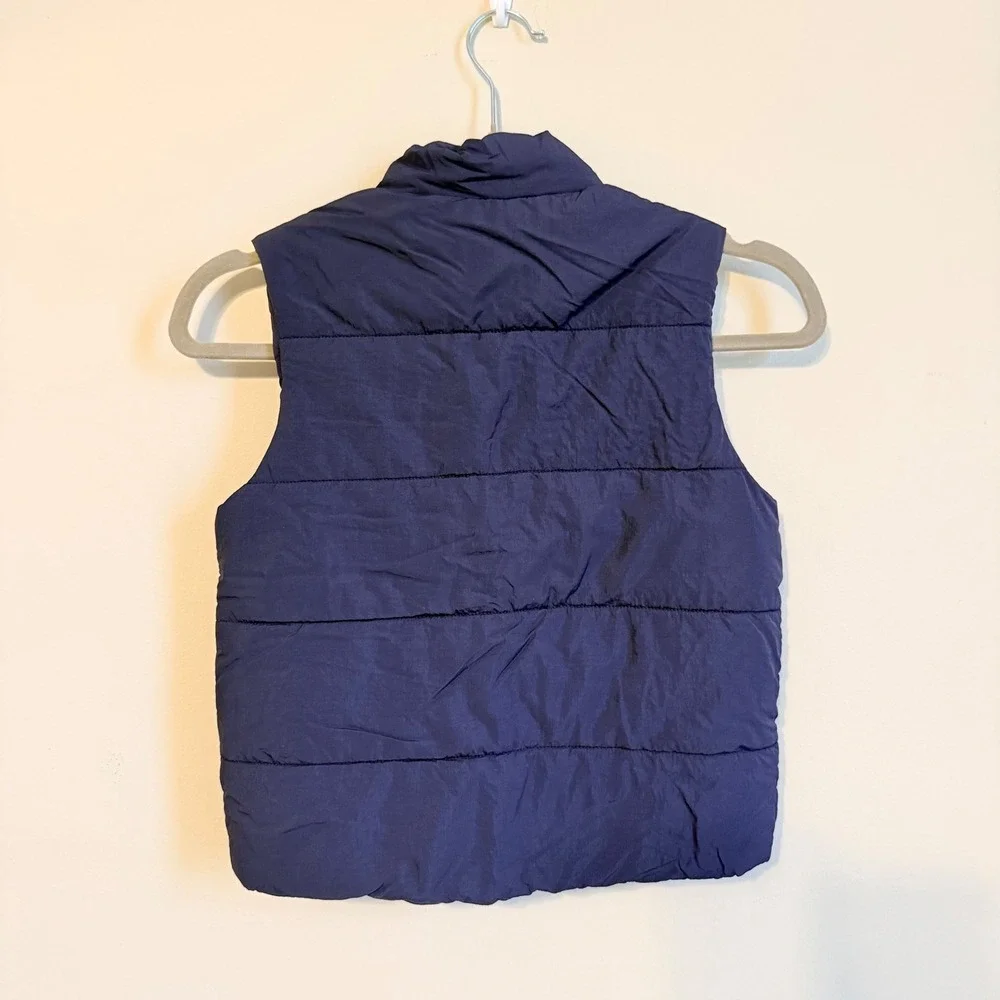 Lacoste Kids Navy Blue Puffer Vest Full Zip‎ Quilted Sleeveless Jacket Size 8Y